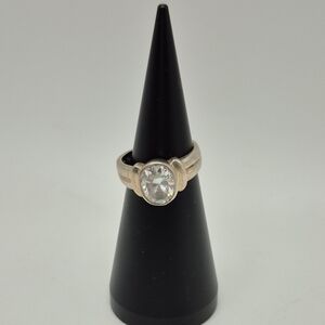 Sterling Silver Bezel Set CZ Ring.  SIZE 6
